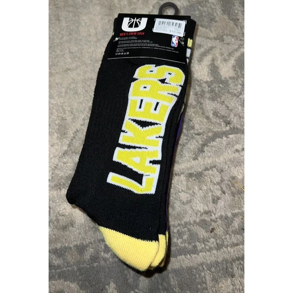 New UNK NBA Los Angeles Lakers Men's Crew Socks 3 Pairs Size‎ 6-12